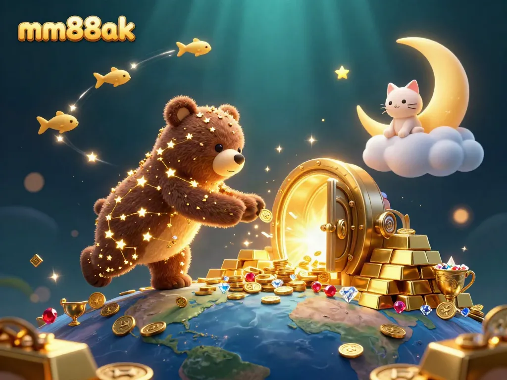 Experience the excitement of mm88ak with vibrant treasures and gaming in a dynamic scene.