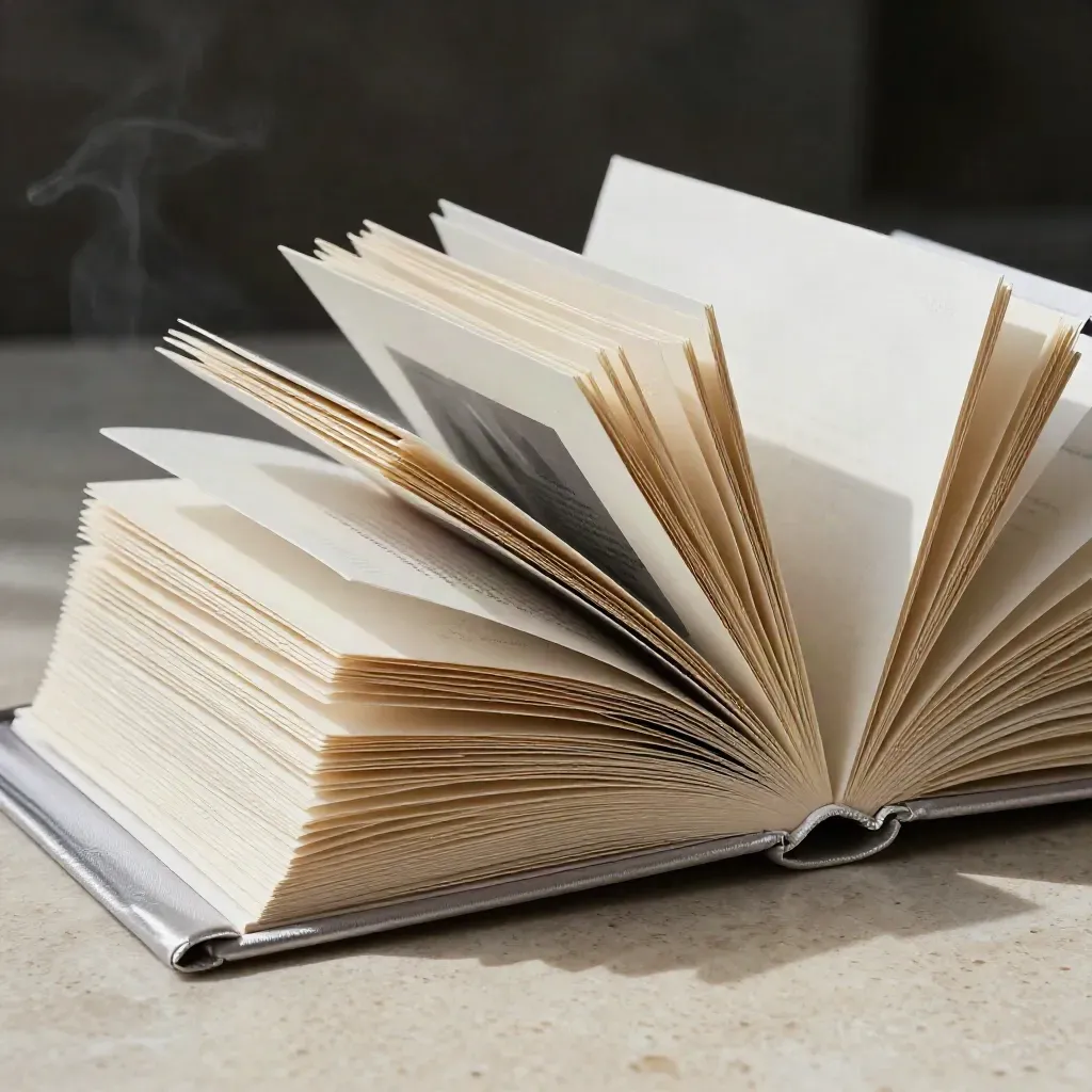 Folio premium con schede stratificate e sleeve sigillata su travertino chiaro.