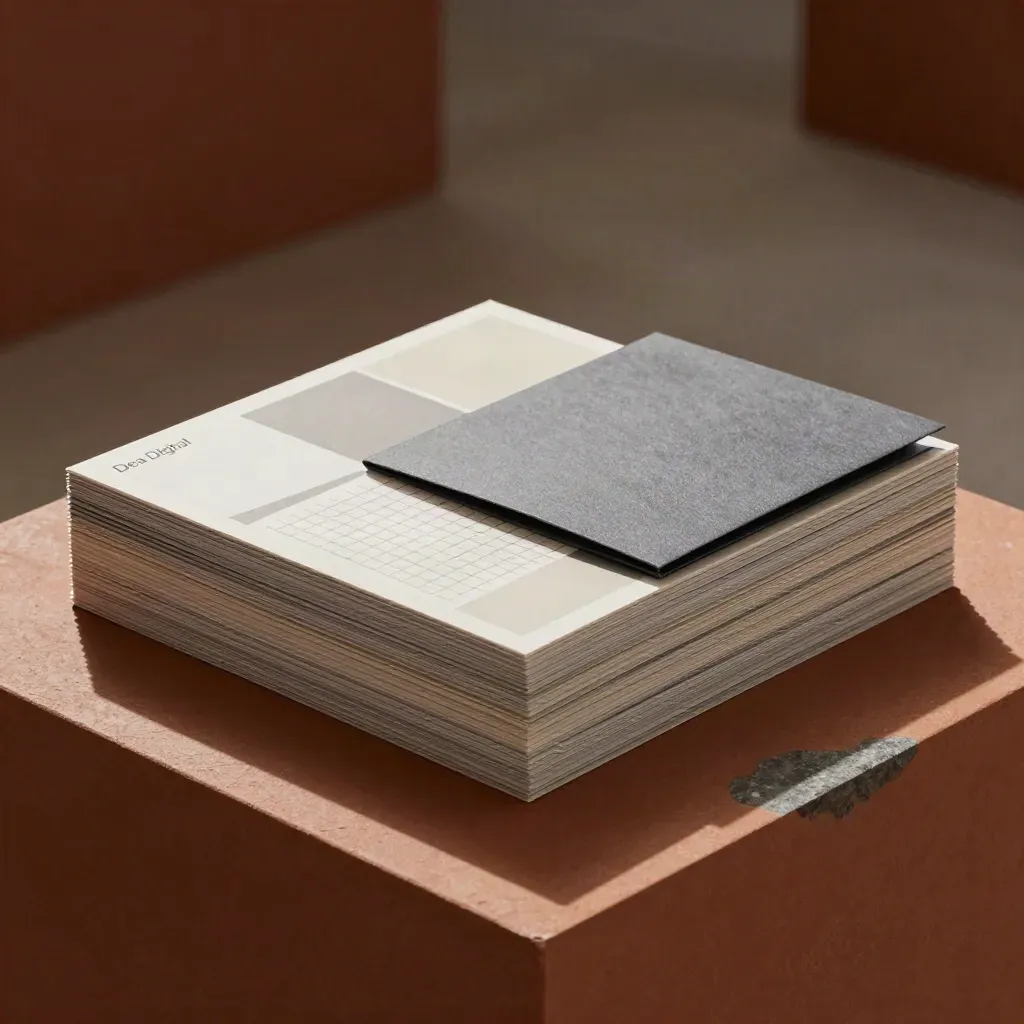 Kit social premium con card sfalsate, sleeve opaca e griglia su base ardesia.